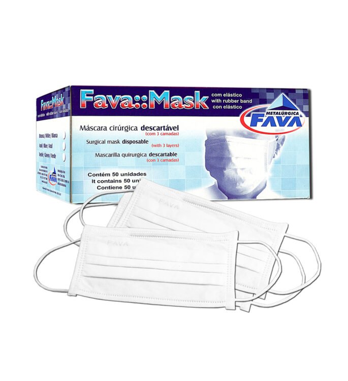 Máscara Cirúrgica Branca com Elástico - C/ 50 UN