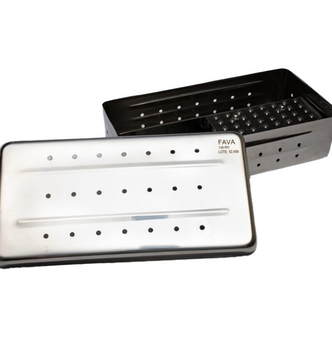 Estojo Perfurado 20 x 10 x 05 cm Endo 48 Furos Autoclavável