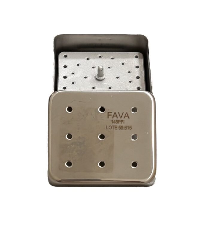 Estojo Perfurado 07 x 06 x 03 cm P/ 30 Pontas/Brocas Autoclavável